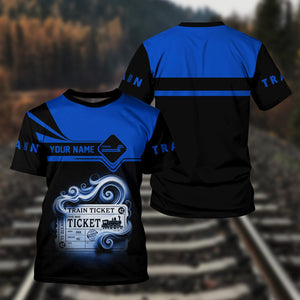 Railspirit Personalized Conrail Railroad T Shirt Train Ticket American Locomotive Printed Train