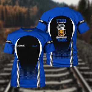 Railspirit Personalized Conrail Railroad T Shirt Stress Is Caused By Not Having Enough Trains Shirt All Over Print