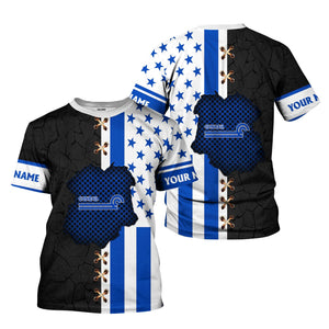 Railspirit Personalized Conrail Railroad T-Shirt American Flag with Crack Effect Train Shirt