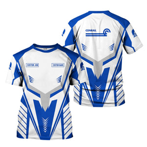 Railspirit Personalized Conrail Railroad T-Shirt Workwear-Inspired with Custom Position Train Shirt