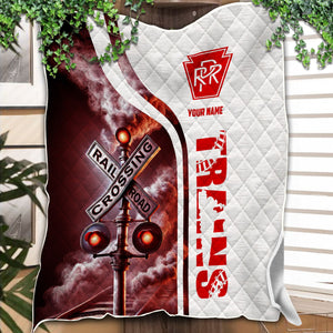 Railspirit Personalized Pennsylvania Railroad Premium Quilts Railroad Crossing Sign Quilts All Over Print