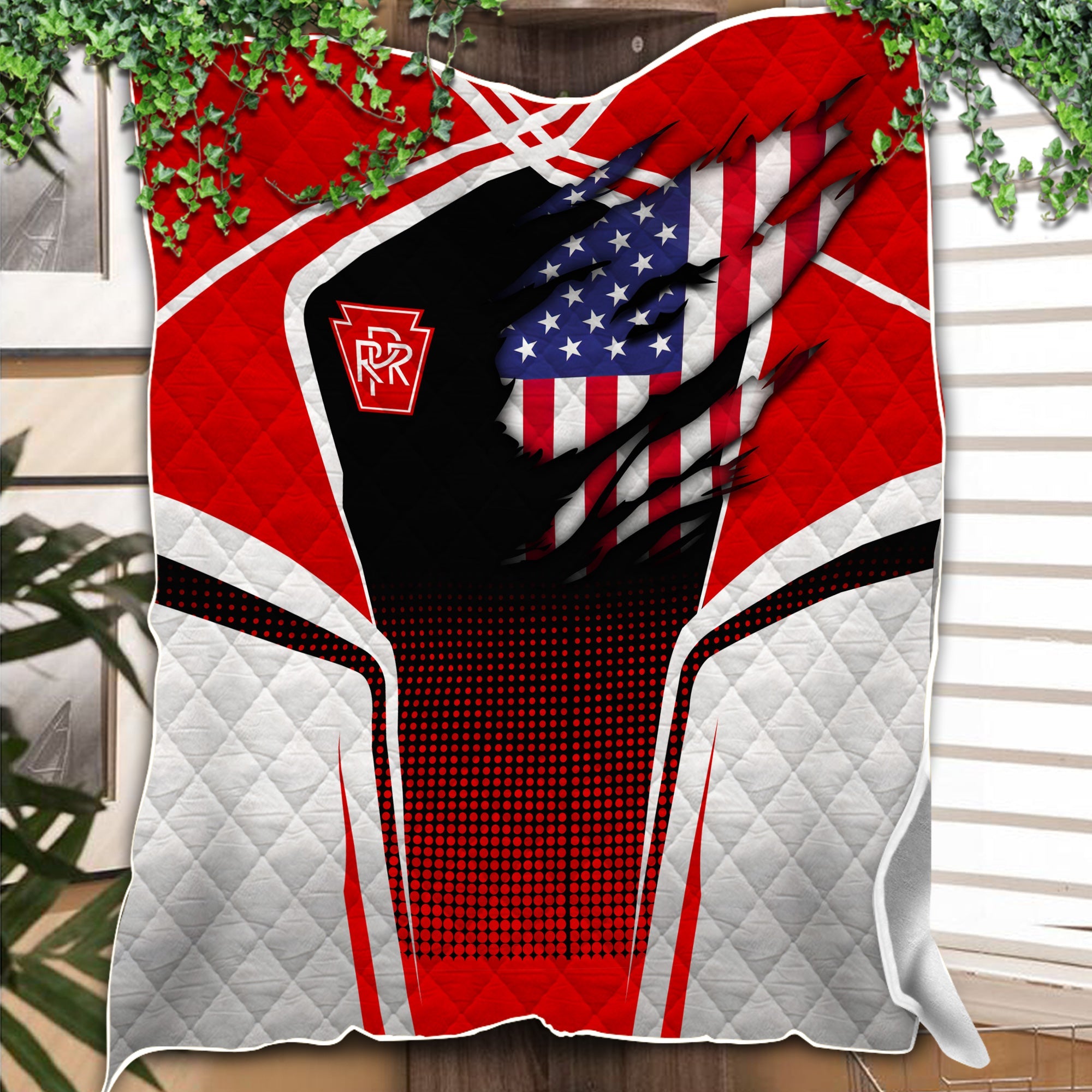 Railspirit Personalized Pennsylvania Railroad Premium Quilts American Vintage All Over Printed Premium Quilts