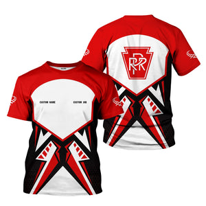 Railspirit Personalized Pennsylvania Railroad T-Shirt Vibriant Style with Custom Position Train Shirt