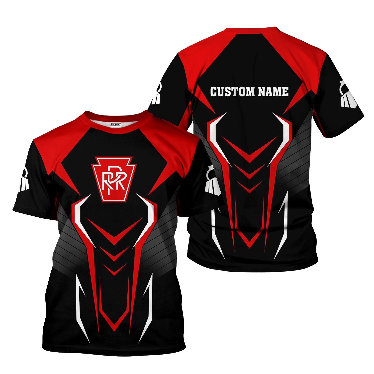 Railspirit Personalized Pennsylvania Railroad T-Shirt Dynamic Design Style Perfect Shirt for Train Enthusiasts