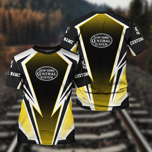 Railspirit Personalized New York Central Railroad T-Shirt Lightning Graphic Style Shirt Gift Idea For Train Lover