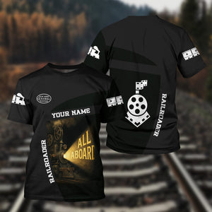 Railspirit Personalized New York Central Railroad T-Shirt All Aboard Steam Train Movie Projector Style Shirt