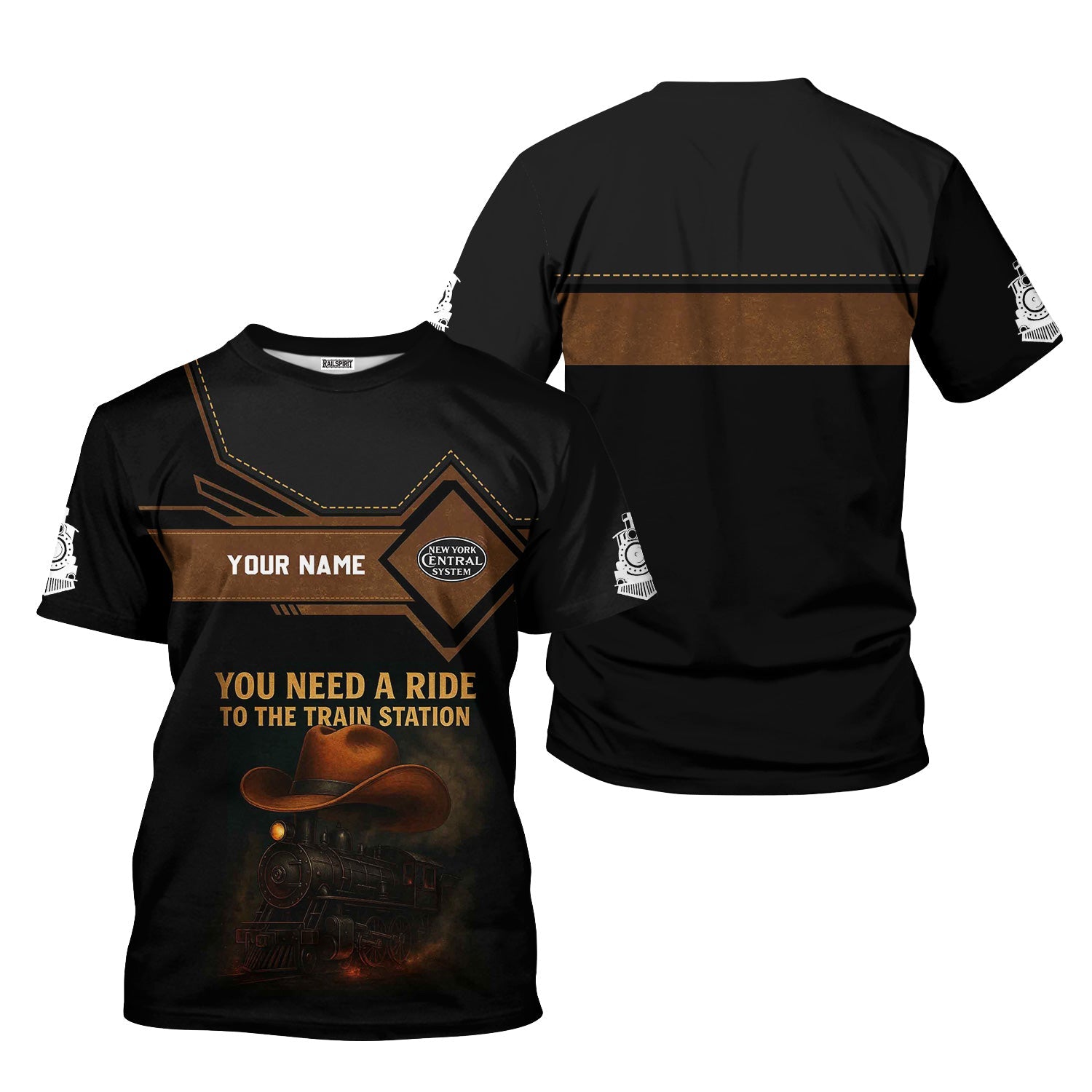 Railspirit Personalized New York Central Railroad T-Shirt You Need A Ride To The Train Station Shirt For Train Lovers