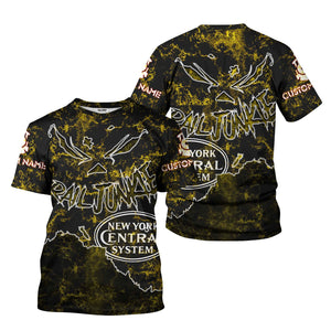 Railspirit Personalized New York Central Railroad T-Shirt Torn Graphic Style Train Shirt For Rail Junkie