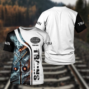 Railspirit Custom Name New York Central Railroad T Shirt Railroad Crossing Sign Train Shirt All Over Print