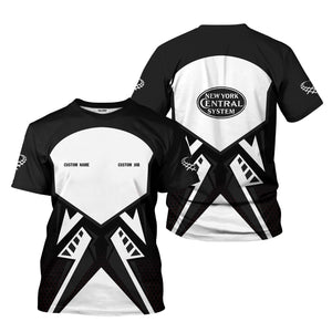 Railspirit Personalized New York Central Railroad T-Shirt Vibriant Style with Custom Position Train Shirt