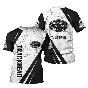 Railspirit Personalized New York Central Railroad T-Shirt Crackle Texture Style Shirt For Trackhead