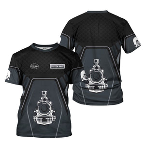 Railspirit Personalized New York Central Railroad T-Shirt Steam Locomotive Engine Graphic Train Shirt All Over Print