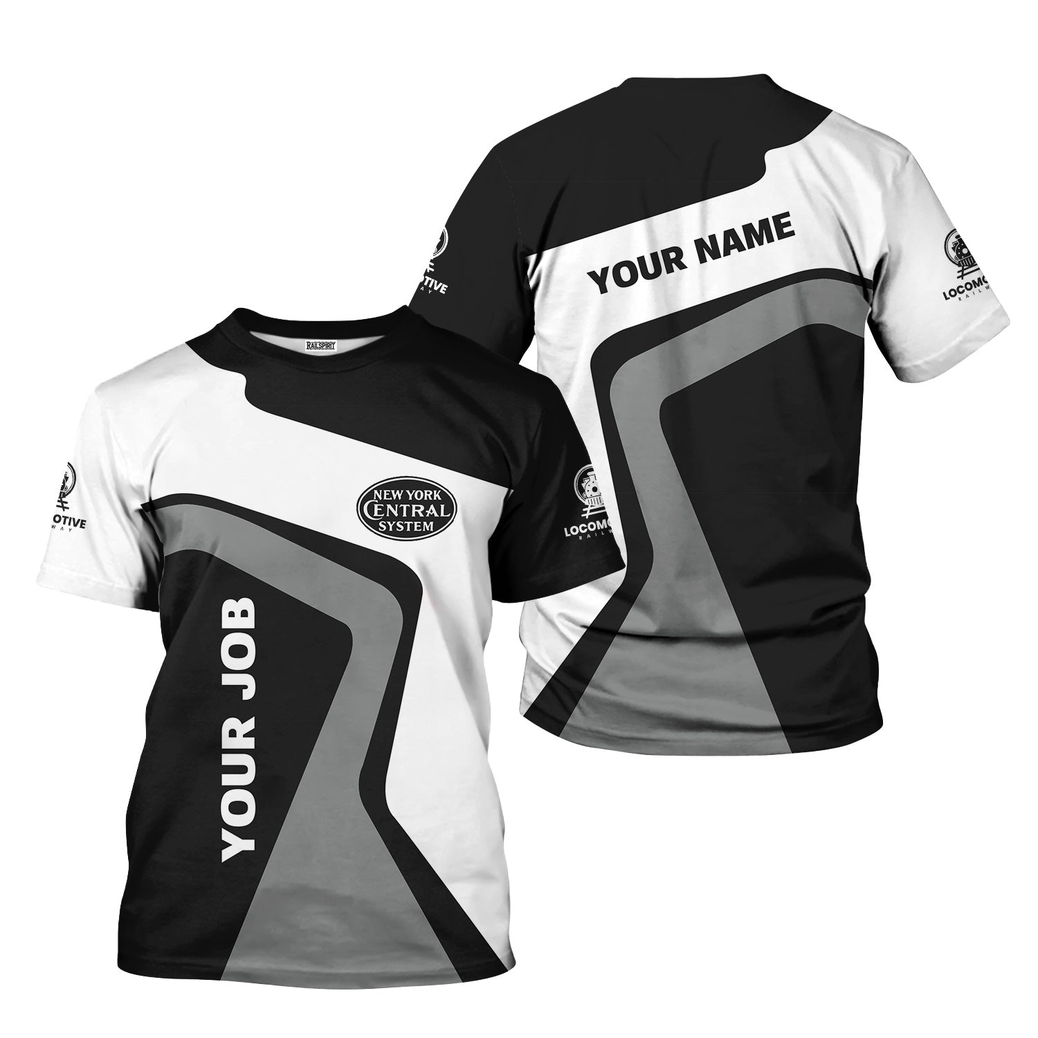 Railspirit Personalized New York Central Railroad T-Shirt Unique Design with Custom Job Position Train Shirt