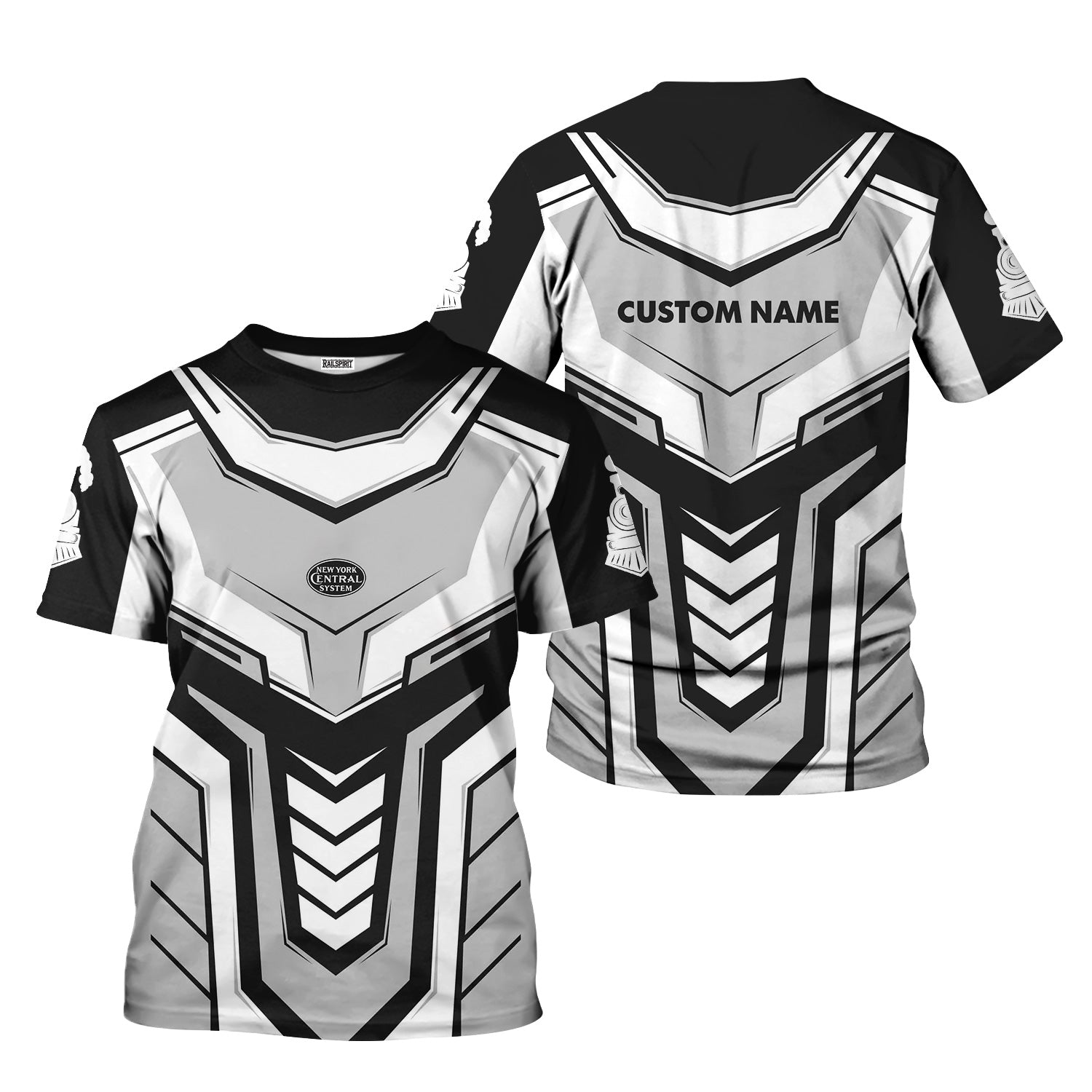 Railspirit Personalized New York Central Railroad T-Shirt Armor-Inspired Design Train Shirt All Over Print