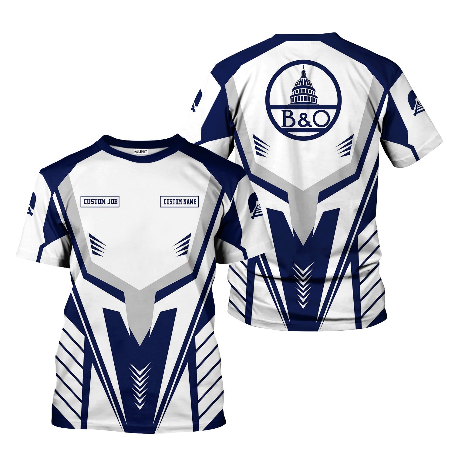 Railspirit Personalized Baltimore and Ohio Railroad T-Shirt Workwear-Inspired with Custom Position B&O Train Shirt