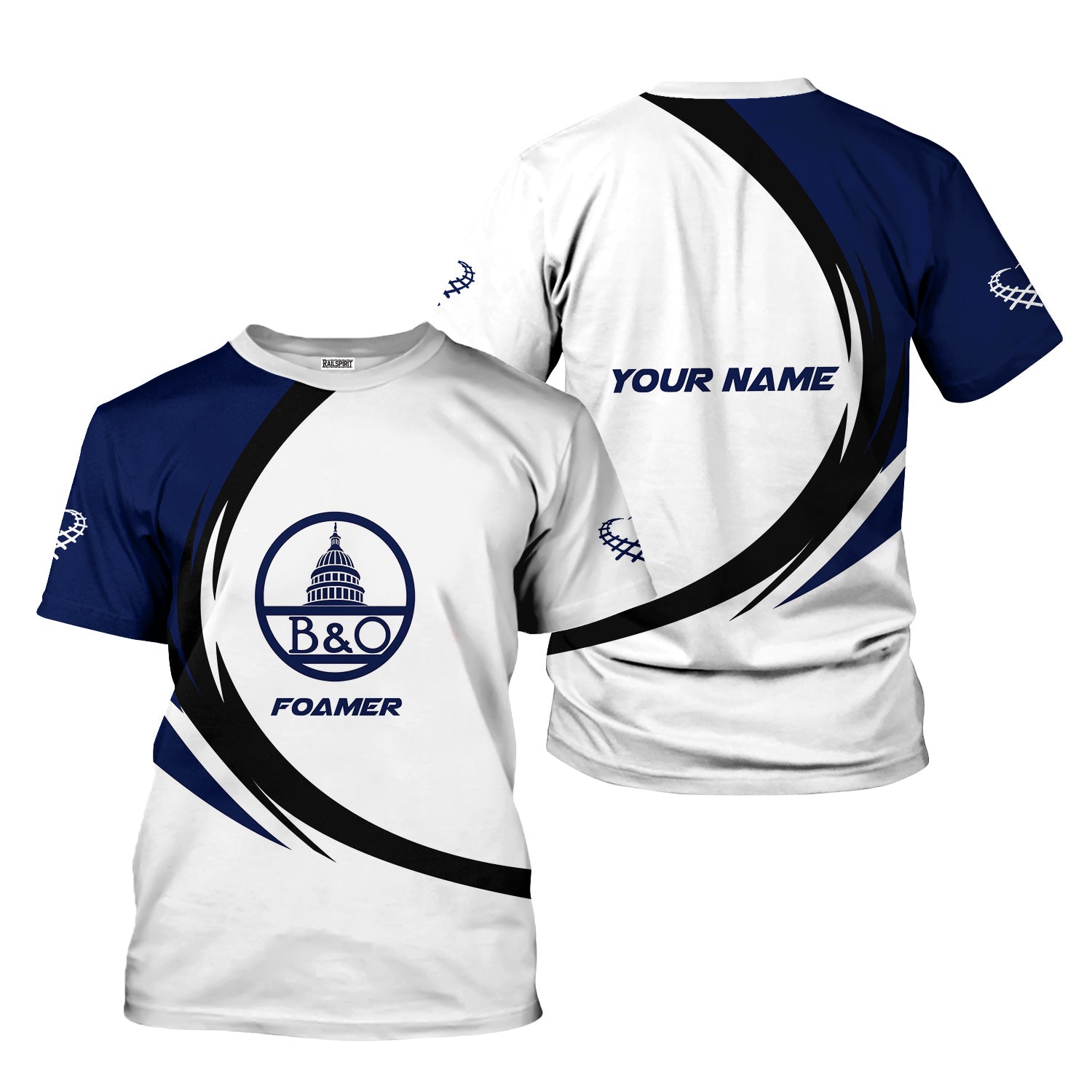 Railspirit Personalized Baltimore and Ohio Railroad T-Shirt Unique Graphic Style B&O Shirt For Train Enthusiasts