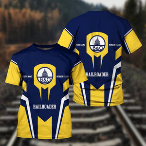 Railspirit Personalized Baltimore and Ohio Railroad T-Shirt Custom Year Railroader B&O Shirt Gift Idea For Train Lover