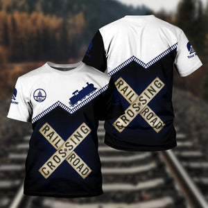 Railspirit Personalized Baltimore and Ohio Railroad T Shirt Railroad Crossing Printed Train Track Shirt