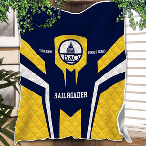Railspirit Personalized Baltimore and Ohio Railroad Premium Quilts Custom Year Railroader B&O Gift Idea For Train Lover