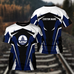 Railspirit Personalized Baltimore and Ohio Railroad T Shirt B&OStrong Line Style Train Unisex Shirt All Over Print