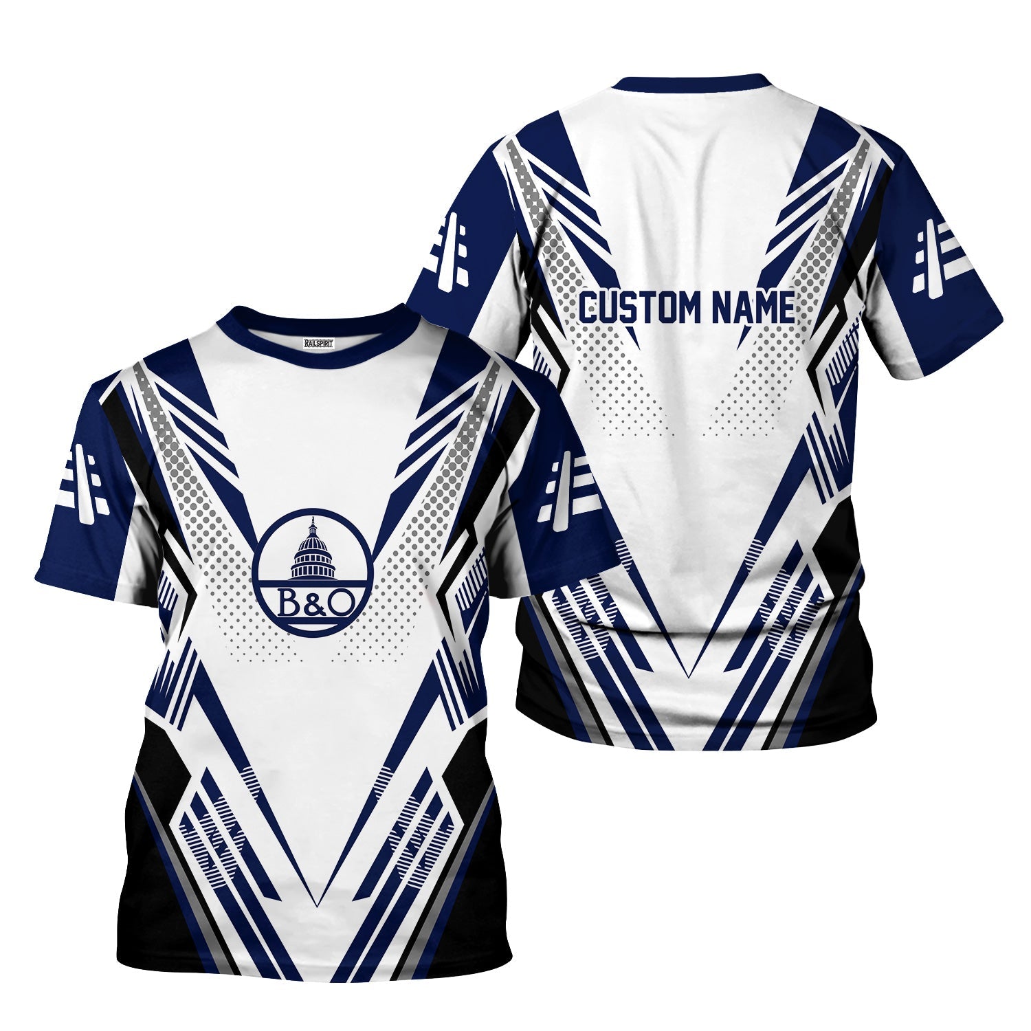 Railspirit Personalized Baltimore and Ohio Railroad T-Shirt Railroad Tribute Design B&O Train Shirt for Train Lovers