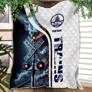 Railspirit Personalized Baltimore and Ohio Railroad Premium Quilts Railroad Crossing Sign B&O Quilts All Over Print