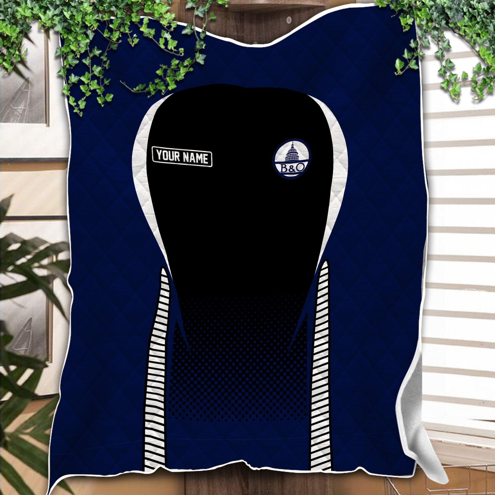 Railspirit Personalized Baltimore and Ohio Railroad Premium Quilts B&O Train Premium Quilts Gift Idea For Train Lover