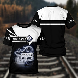 Railspirit Personalized Baltimore and Ohio Railroad T Shirt Train Ticket American Locomotive Printed Train