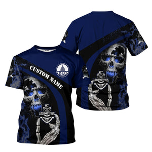 Railspirit Personalized Baltimore and Ohio Railroad T-Shirt Flame Skull Design B&O Train Shirt for Locomotive Fans