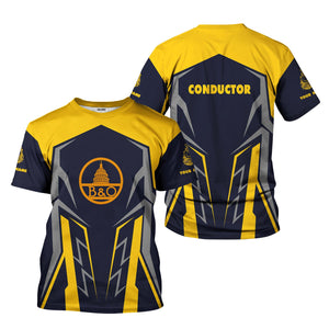 Railspirit Personalized Baltimore and Ohio Railroad T-Shirt Futuristic Design with Custom Job B&O Train Shirt