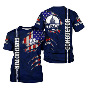 Railspirit Personalized Baltimore and Ohio Railroad T-Shirt USA Flag Claw Art with Custom Job B&O Train Shirt