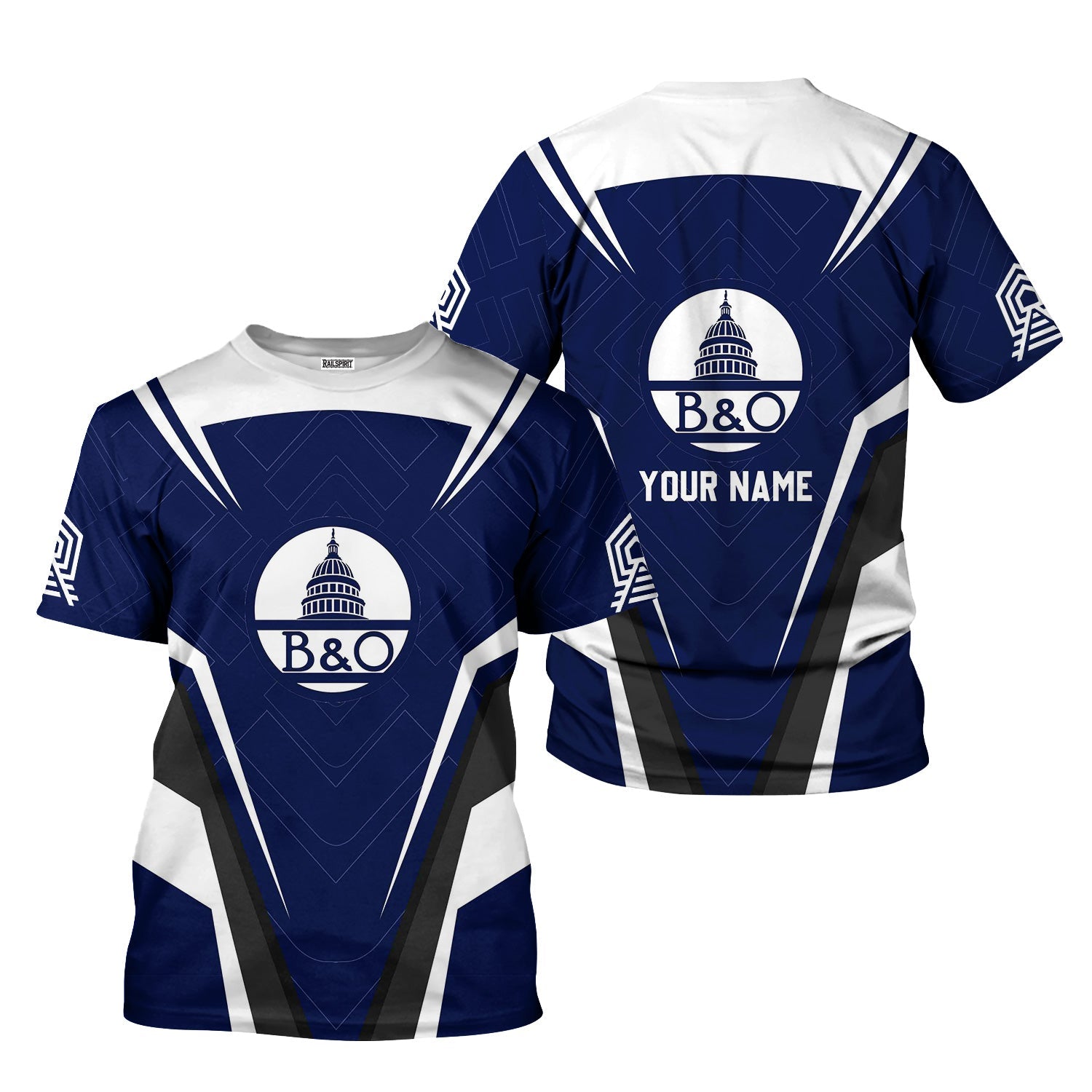 Railspirit Personalized Baltimore and Ohio Railroad T-Shirt Railway Inspired Apparel B&O Train Shirt for Train Lovers