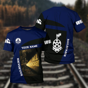 Railspirit Personalized Baltimore and Ohio Railroad T-Shirt All Aboard Steam Train Movie Projector Style B&O Shirt