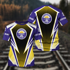 Railspirit Personalized Southern Pacific Railroad T-Shirt Lightning Graphic Style Shirt Gift Idea For Train Lover