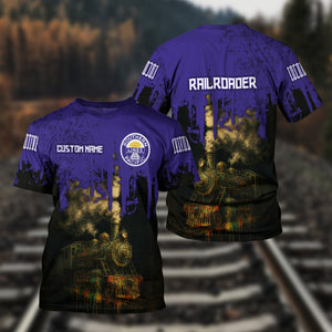 Railspirit Personalized Southern Pacific Railroad T-Shirt Vintage Train Art Style Shirt For Locomotive Fans