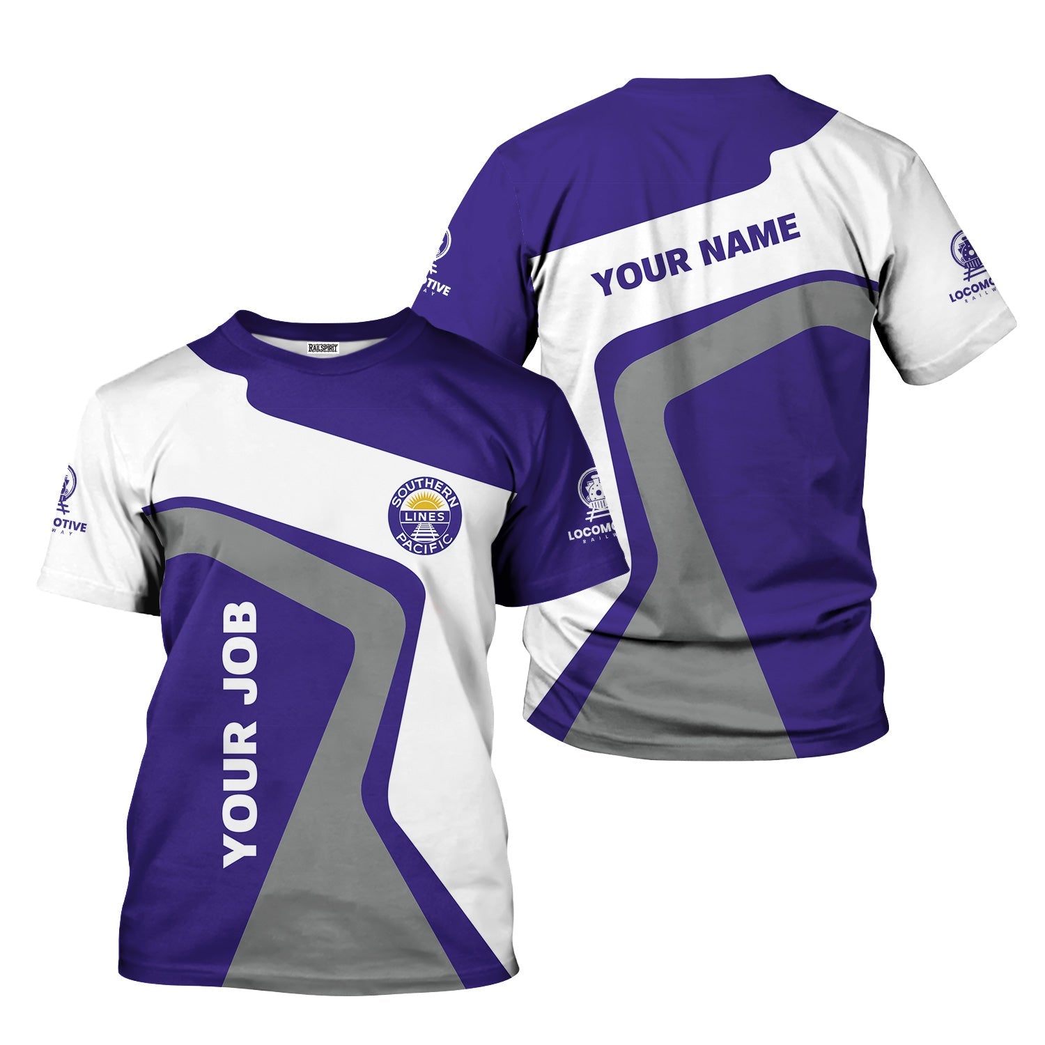 Railspirit Personalized Southern Pacific Railroad T-Shirt Unique Design with Custom Job Position Train Shirt