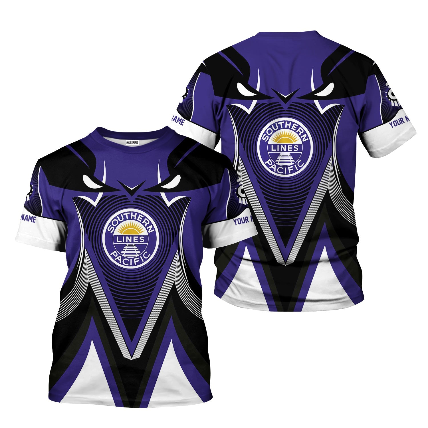 Railspirit Personalized Southern Pacific Railroad T-Shirt Vibrant Graphic Pattern Shirt For Train Enthusiasts