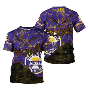 Railspirit Personalized Southern Pacific Railroad T-Shirt Torn Graphic Style Train Shirt For Rail Junkie