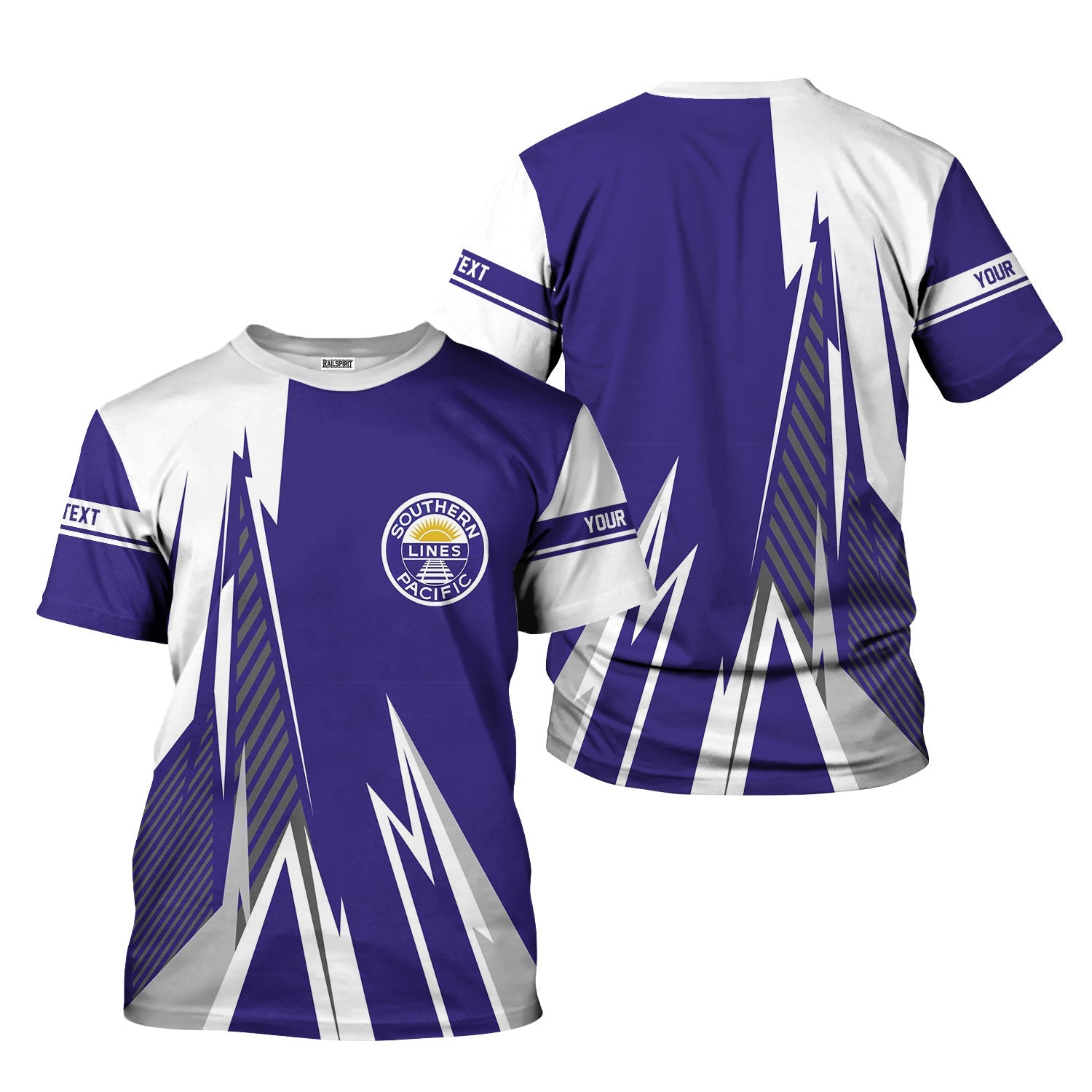 Railspirit Personalized Southern Pacific Railroad T-Shirt Lightning-Inspired Railway Style Shirt For Train Lovers