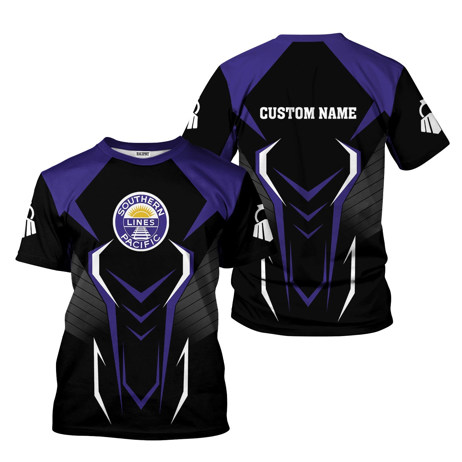 Railspirit Personalized Southern Pacific Railroad T-Shirt Dynamic Design Style Perfect Shirt for Train Enthusiasts