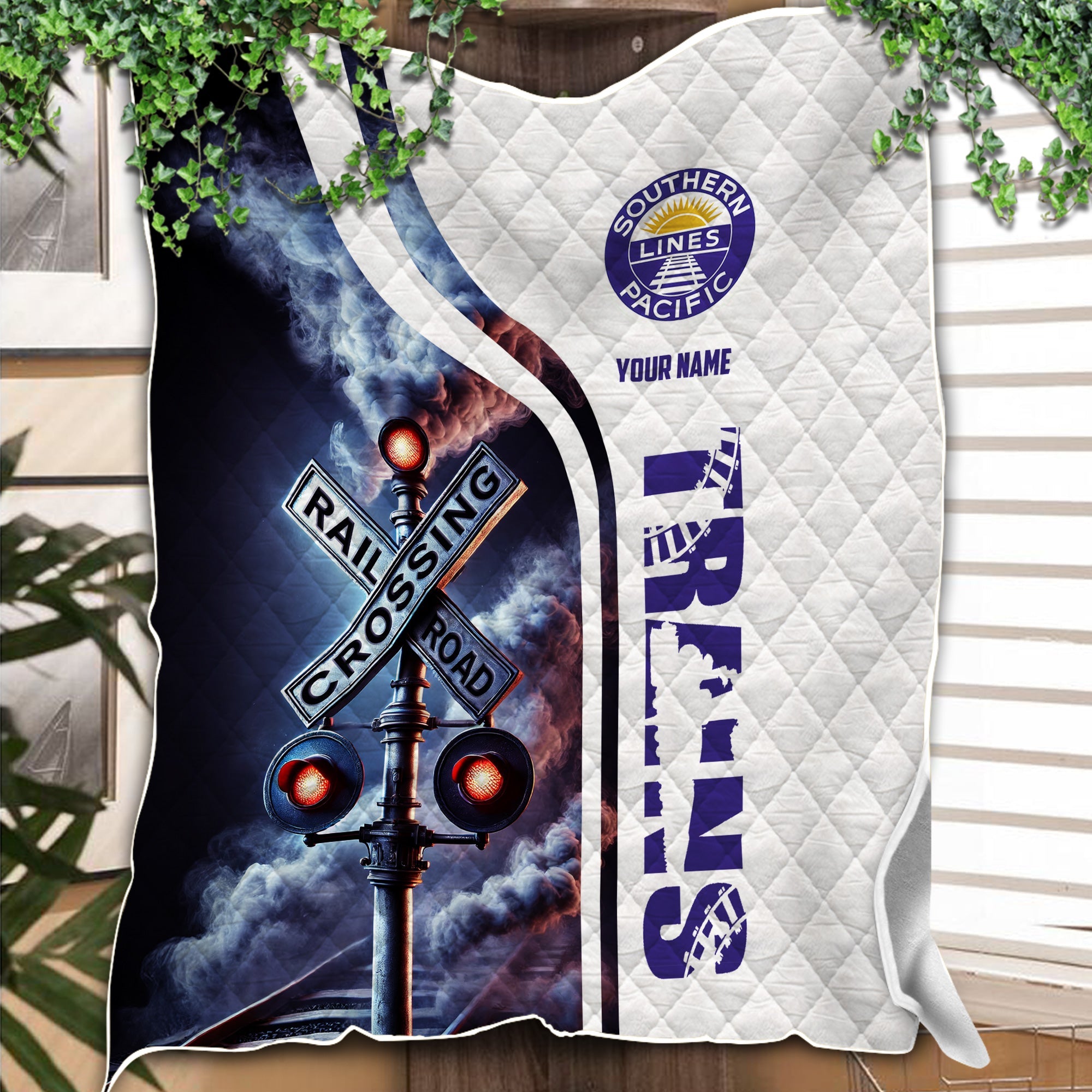 Railspirit Personalized Southern Pacific Railroad Premium Quilts Railroad Crossing Sign Quilts All Over Print