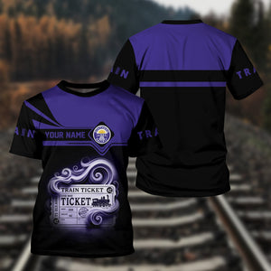 Railspirit Personalized Southern Pacific Railroad T Shirt Train Ticket American Locomotive Printed Train