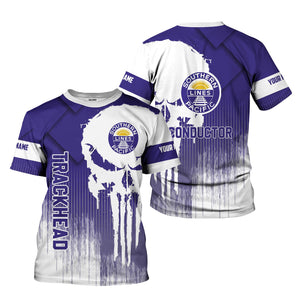 Railspirit Personalized Southern Pacific Railroad T-Shirt Skull Design with Custom Job Train Shirt for Trackhead Crew