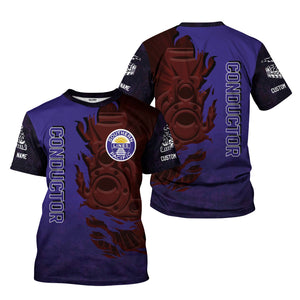 Railspirit Personalized Southern Pacific Railroad T-Shirt Blazing Style with Custom Position Train Shirt