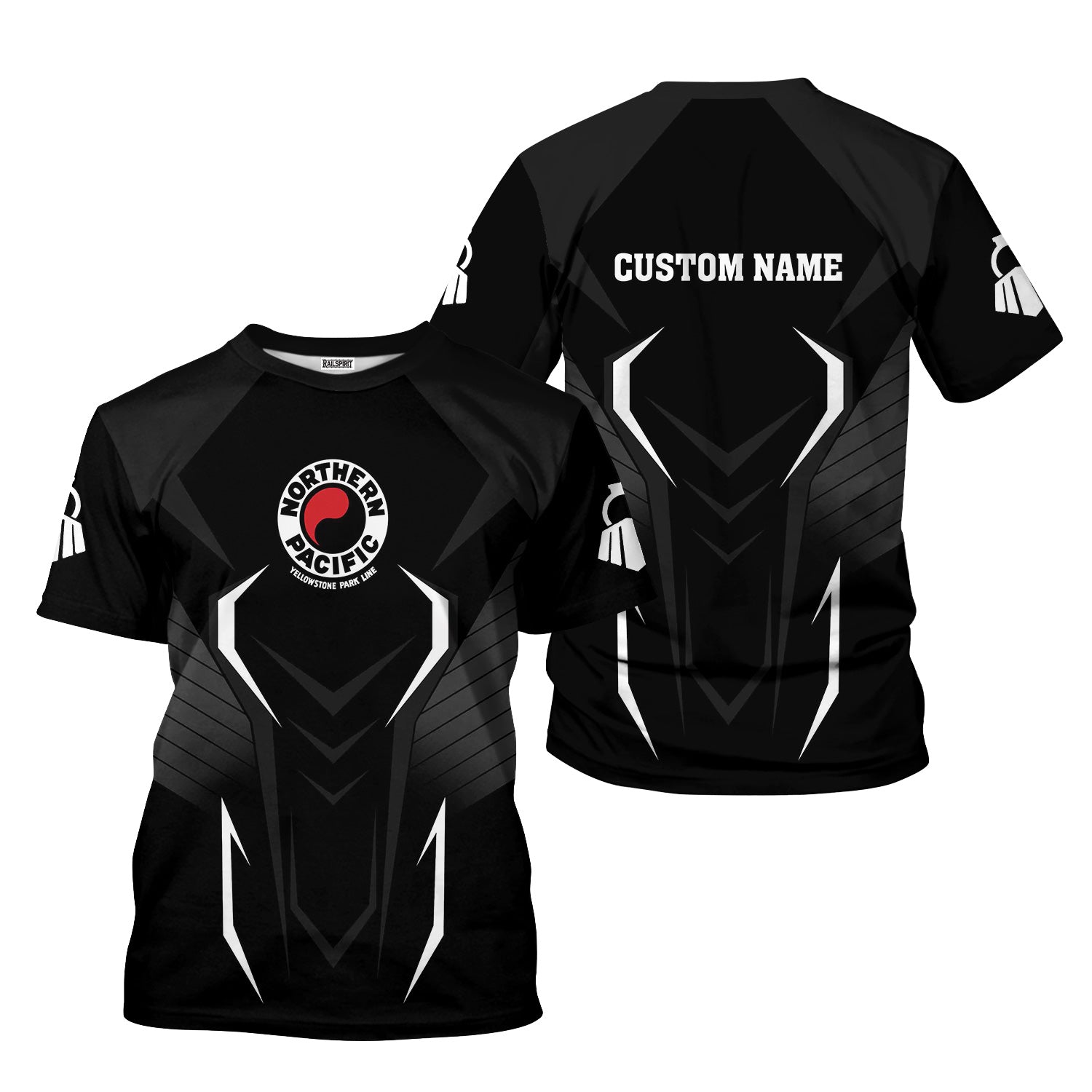 Railspirit Personalized Northern Pacific Railway T-Shirt Dynamic Design Style Perfect Shirt for Train Enthusiasts