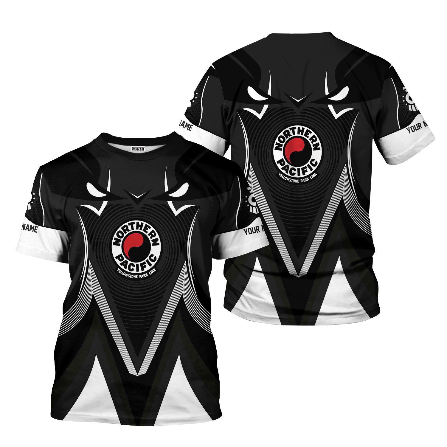 Railspirit Personalized Northern Pacific Railway T-Shirt Vibrant Graphic Pattern Shirt For Train Enthusiasts