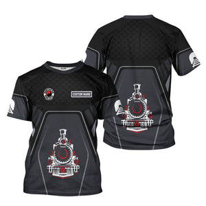 Railspirit Personalized Northern Pacific Railway T-Shirt Steam Locomotive Engine Graphic Train Shirt All Over Print