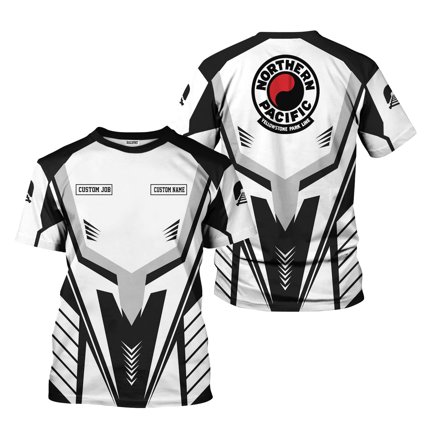 Railspirit Personalized Northern Pacific Railway T-Shirt Workwear-Inspired with Custom Position Train Shirt