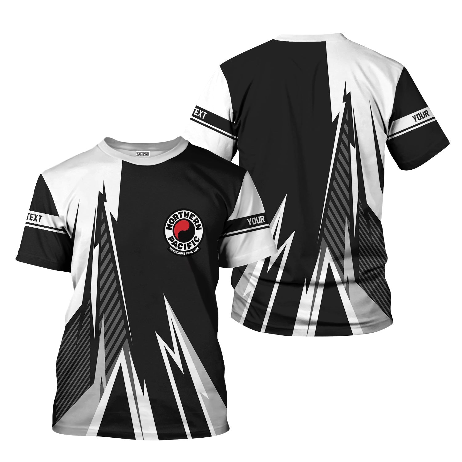 Railspirit Personalized Northern Pacific Railway T-Shirt Lightning-Inspired Railway Style Shirt For Train Lovers