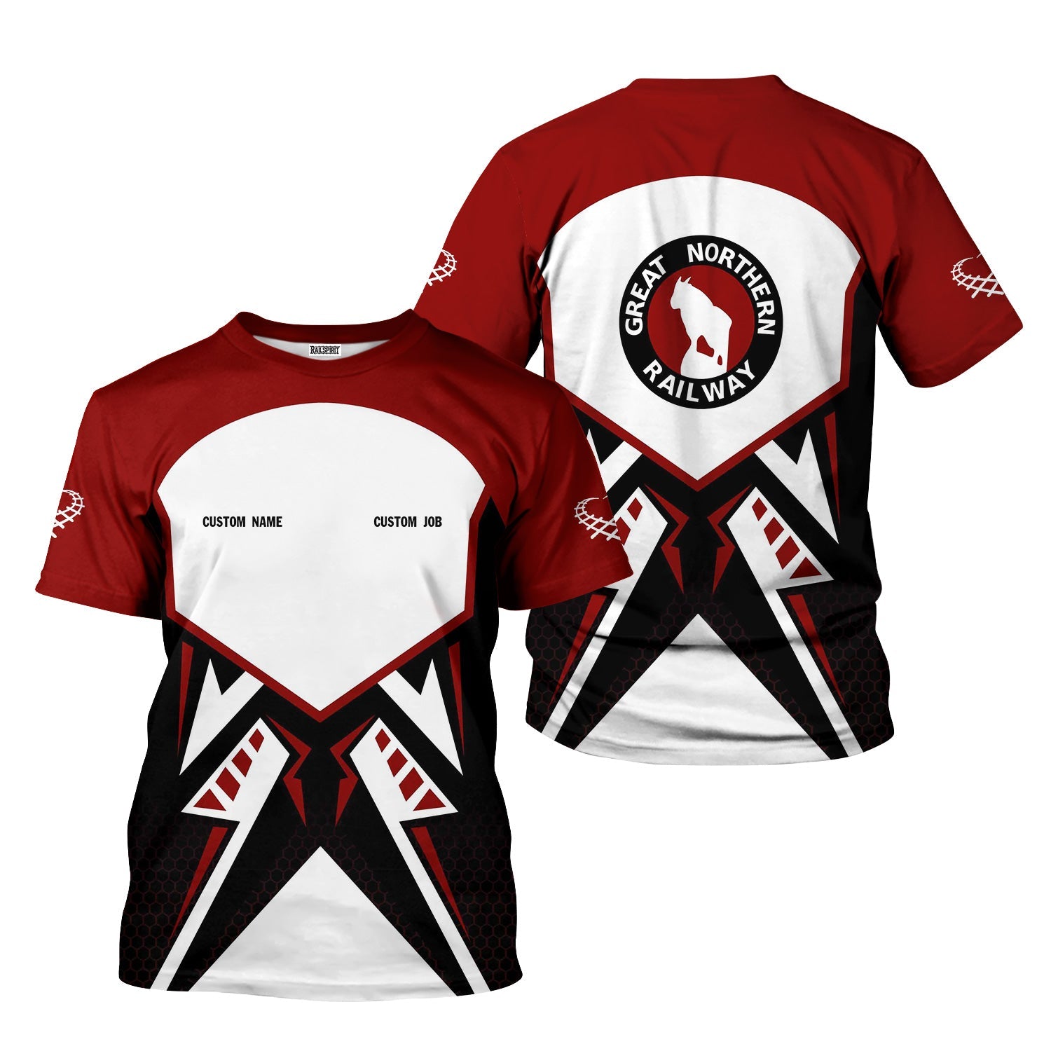 Railspirit Personalized Great Northern Railway T-Shirt Vibriant Style with Custom Position GNR Train Shirt